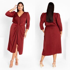 NWT City Chic Aubree Cabernet Drape Midi Dress 22